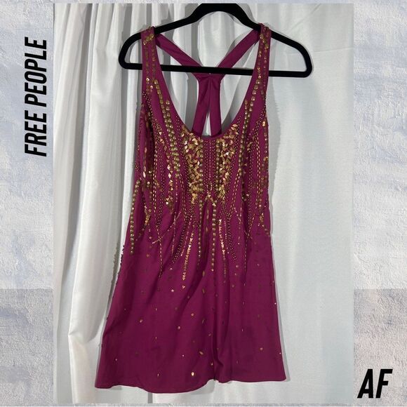 Free People Pink Sequin Embellished Mini Dress - Picture 2 of 4
